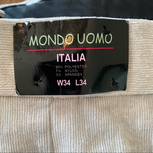 NWT Mondo Uomo Italia Shimmery Soft Pleated Fine Wale Corduroy Cuff Pants 34x34 - Picture 10 of 11